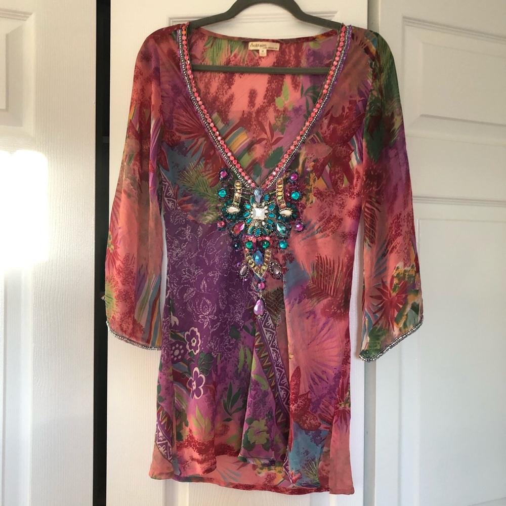 Embellished Tunic Coverup- Size Medium